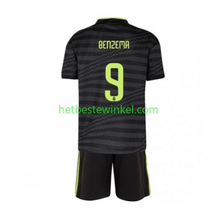 Real Madrid Benzema 9 Voetbalshirts Kind Third 2022-23(+ Korte broeken)